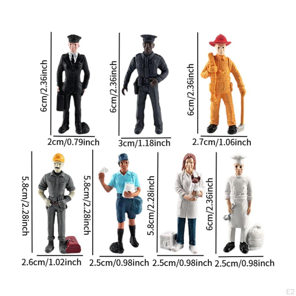 7 Pieces People Figures Human Action Figure Model Realistic Handpainted Career Statues Simulation