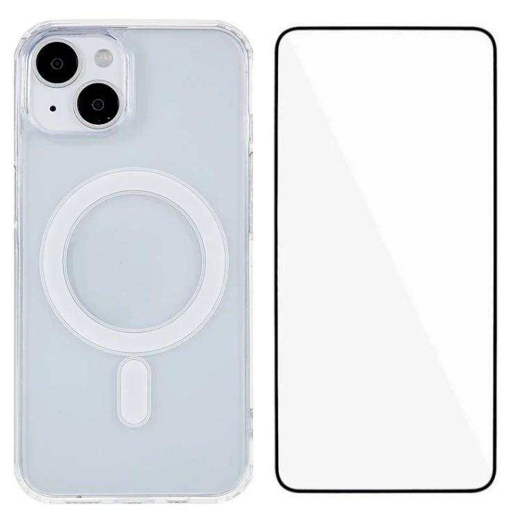 

WANLONFENG LM Series For iPhone 14 Clear Phone Case Compatible with MagSafe with Screen Film (Big Lens Hole) A