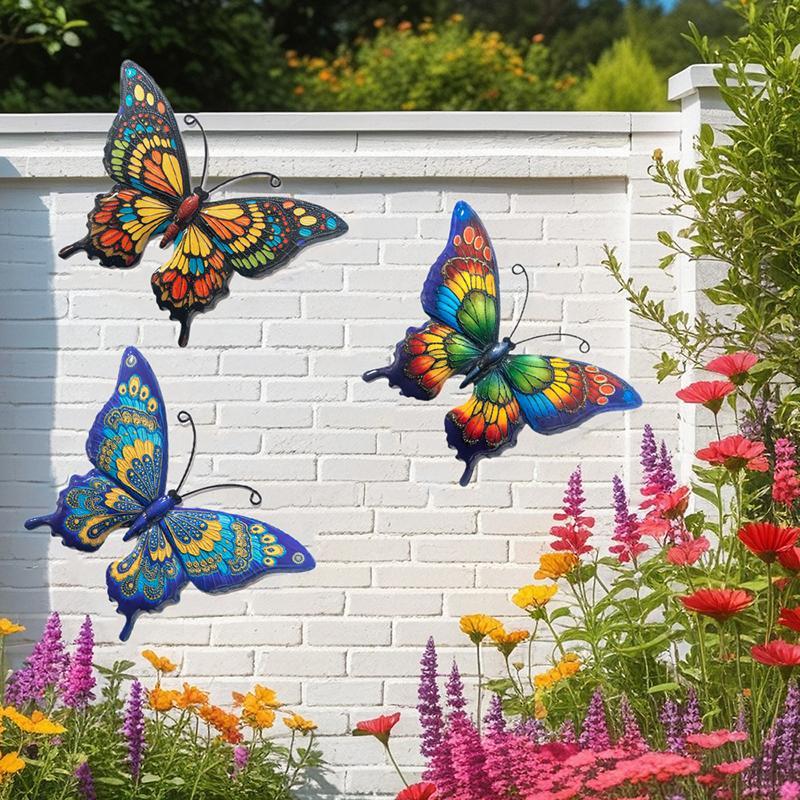 Decoración de Pared de Mariposa de Metal Set de 3 Piezas para Jardín y Patio Arte de Pared