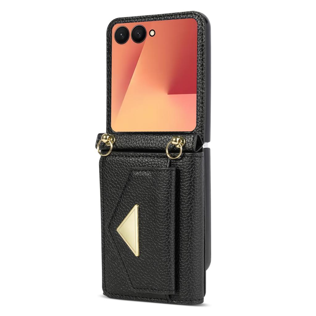 Crossbody Leather Case For Samsung Galaxy Z Flip 7 FE 6 5 4 3 5G Z Flip7FE Card Solt Wallet Long Lanyard Strap Phone Cover
