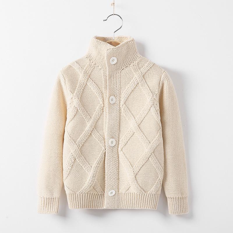 Children's High Neck Wool Cardigan - Warm Knitted Sweater for Autumn/Winter, Sizes 2-11 Years