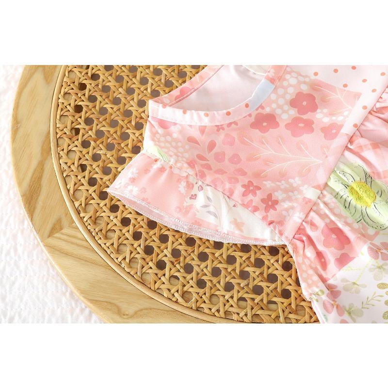 Korean Style Sweet Floral Puffy Princess Summer Dress For Little Girls