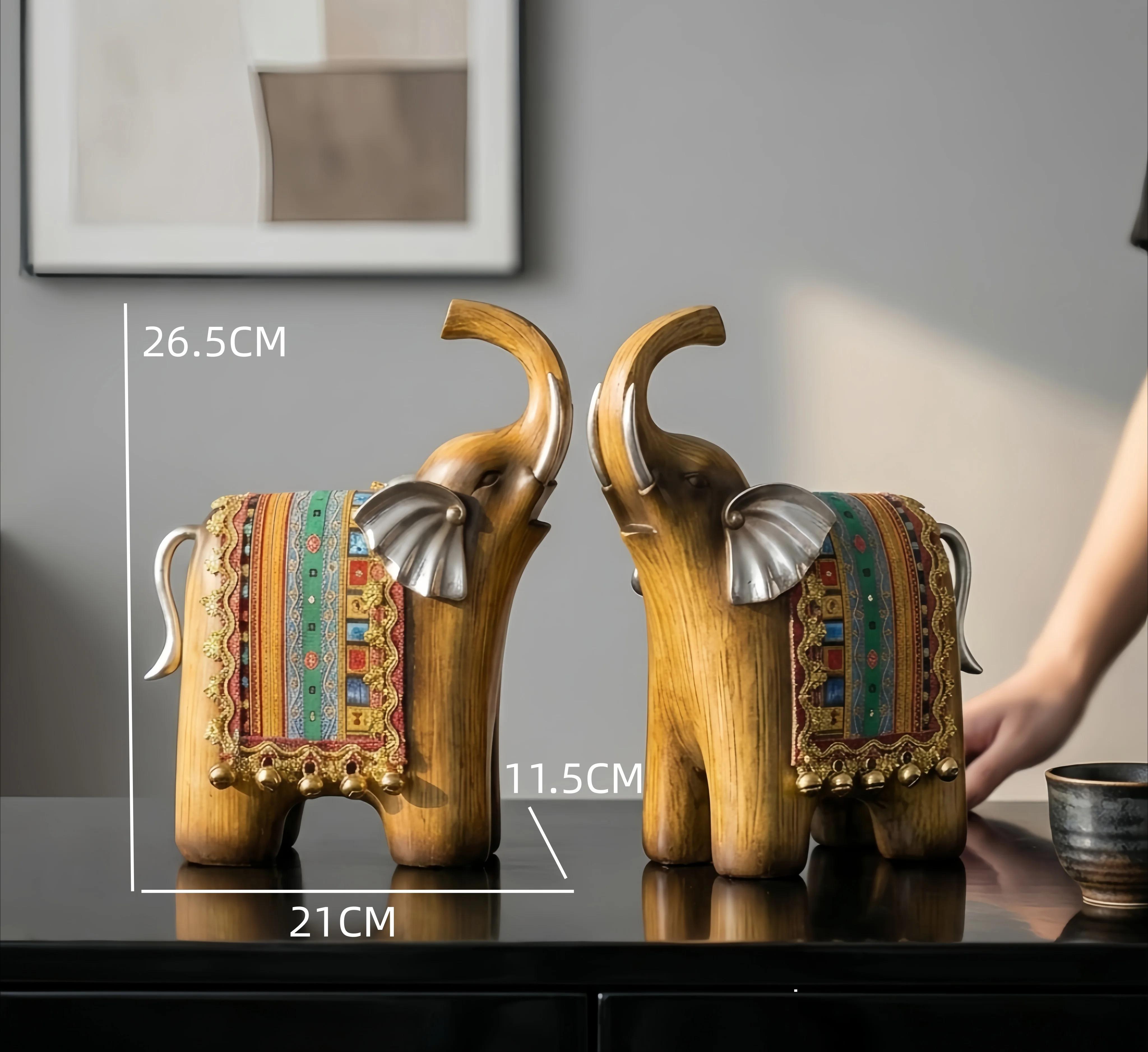 Chinese Retro Ethnic Style Elephant Ornament High End Vintage Decor for Entryway Living Room TV Cabinet Home Decoration как