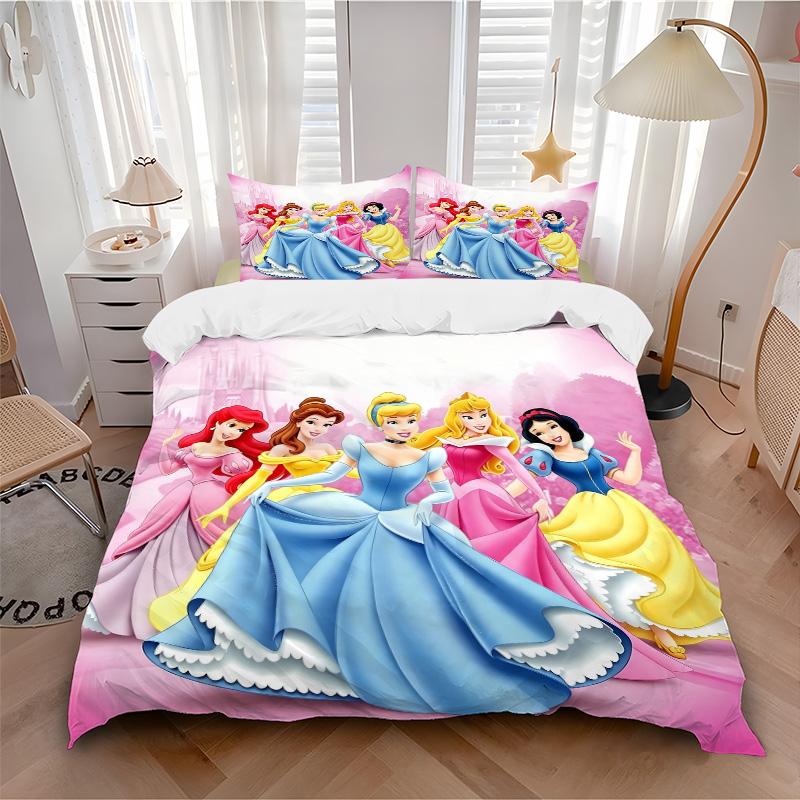 Princesses Colorful Gowns Print 3Pcs Bedding Setduvet Cover With 2 Bedropillowcase Home Birthday Gift