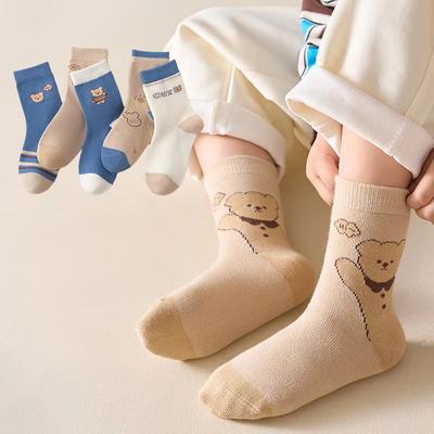 5Pairs Cotton Soft Boy's Mid-Tube Socks Bear Pete Disney High Elasticity Soft and Delicate Athletic Socks Baby Heaters 1-14Years