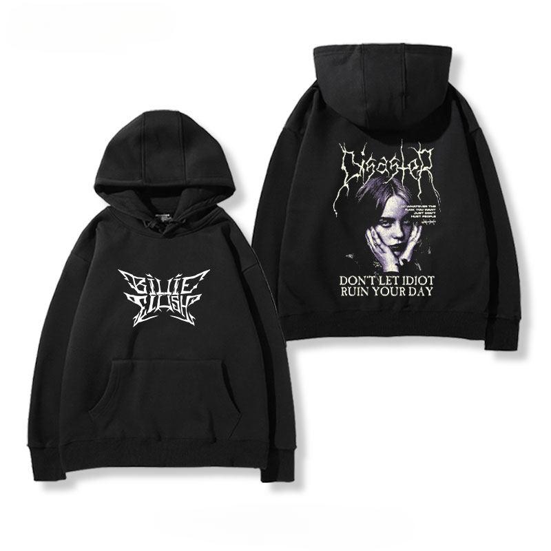 Felpa con cappuccio calda di Billie Eilish per uomo e donna, un outfit casual e versatile in pile in stile americano per l'autunno e l'inverno
