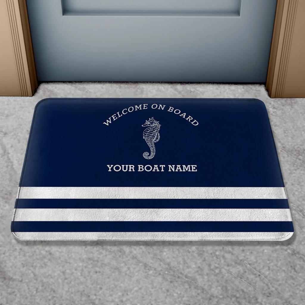 VIKAMA Personalized Boat Name Welcome Mat, Non-Slip Bathroom And Door Mat, Ideal For Nautical-Themed Home Decor, Unique Gift