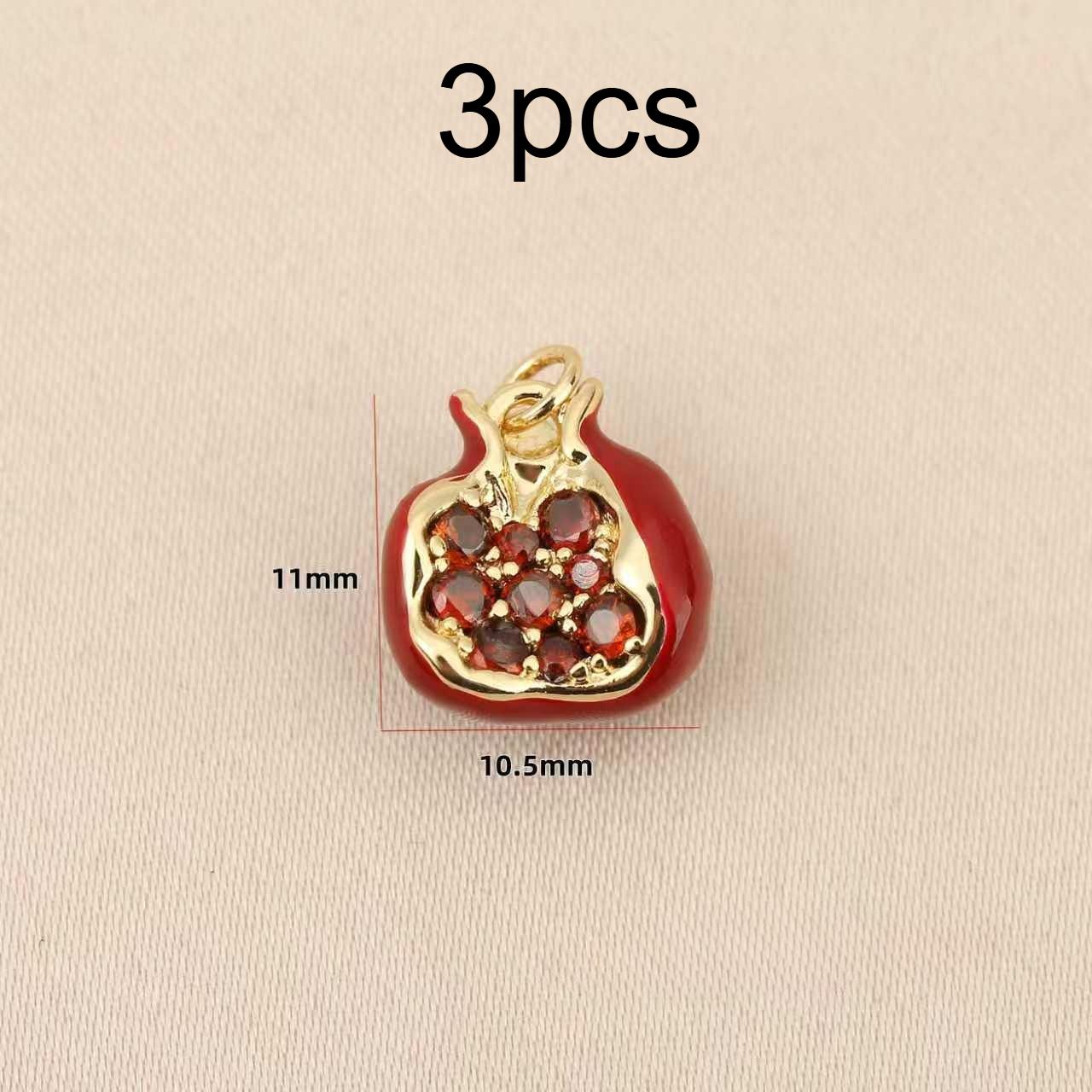 

3 шт. Медная инкрустация - Европейская и американская мода - Изысканный кулон-цепочка в виде граната, Унисекс Модный кулон DIY, Кулон