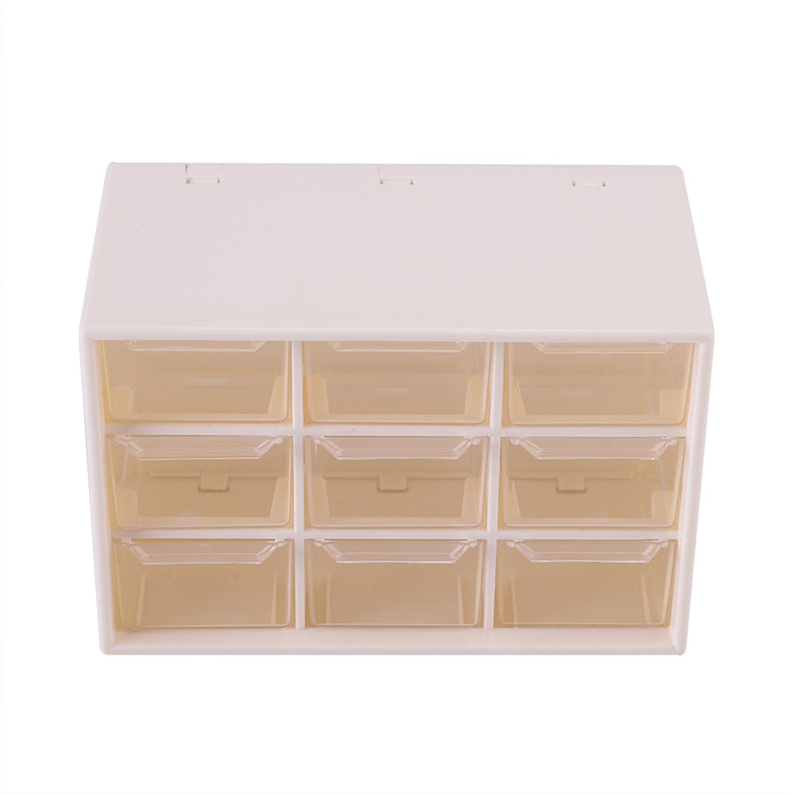 

Portable Plastic 9 Lattice Mini Cabinets Drawer Jewelry Cosmetic Storage Box White