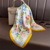 Silk Foulard Luxury 70*70 cm Square Rose Heart Printed Women's Shawl Bandana Small Hair Scarves For Handkerchief Summer