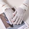 Autumn and winter gloves, women's cold protection and warmth, cycling full finger fashion new adult knitted wool finger separation