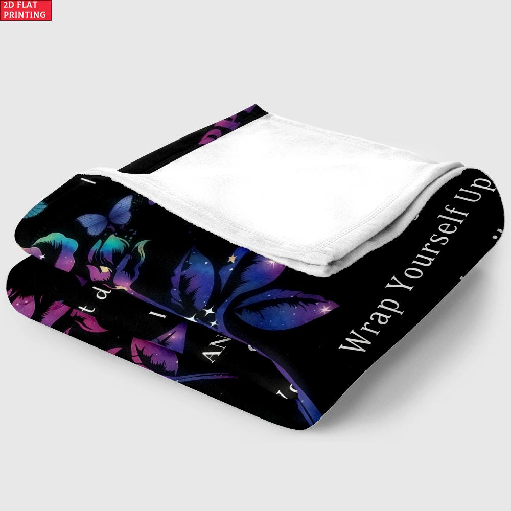 Till Min Mamma Print Flanellduk, Lila Ros Fjäril Varm Pläd, Morsdagspresent från Dotter, Mysig Säng Soffa Filt