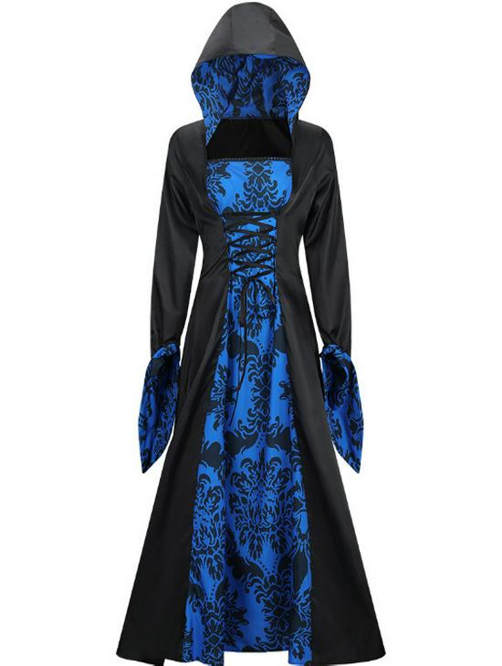 Vintage European Court-Style Hooded Long Sleeve Halloween Dress