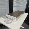 Computer Monitor Stand with USB & Type-C Ports, Keyboard Storage, and Rack.