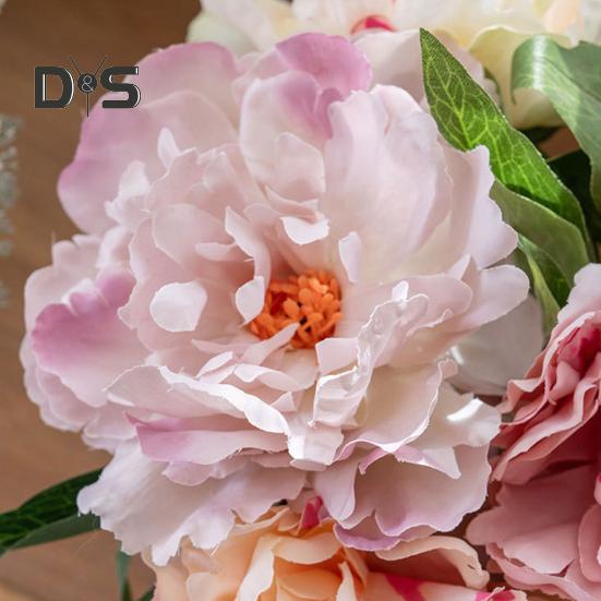 2Pcs Artificial Peony Flower Single Branch Forever Blooming Realistic Home Decoration Wedding Accessory Simulated Flower