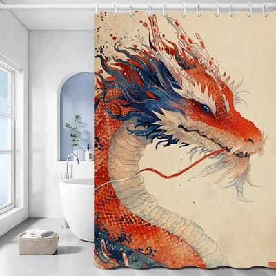 Chinese Dragon Curtains In the Bathroom Accessories Set Shower Curtain Waterproof Bath Sets Fabric European Products Household