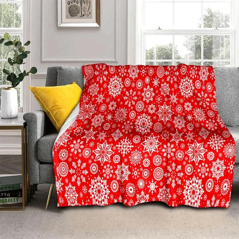 Snowflake Christmas Theme Flannel Throw Blanket Soft Lightweight Warm for Living Room Bedroom Bed Sofa Couch Kids Adults Gifts