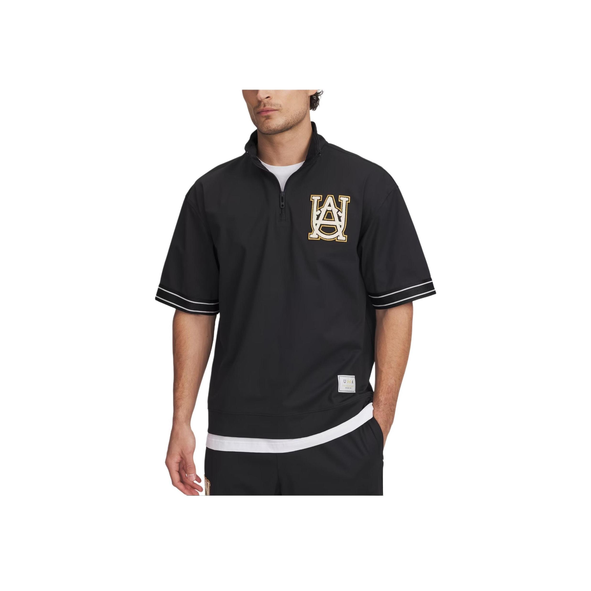 

Under Armour Courtside Fashion Simple Soft Loose Pullover Short Sleeve T-Shirt Men Tops Black Prestige-Gold Gemstone 1390122-001 XL