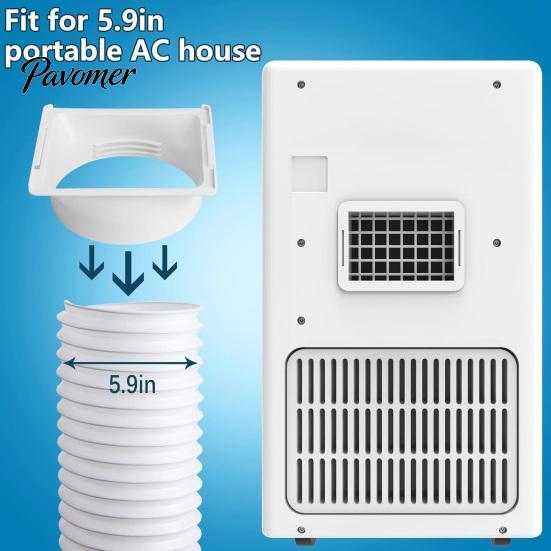 Left And Right Threaded Coupler 5.9 Inch Portable AC Exhaust Hose Adapter Square to Round Vent Connector for Mobile Air Conditioner, Replacement