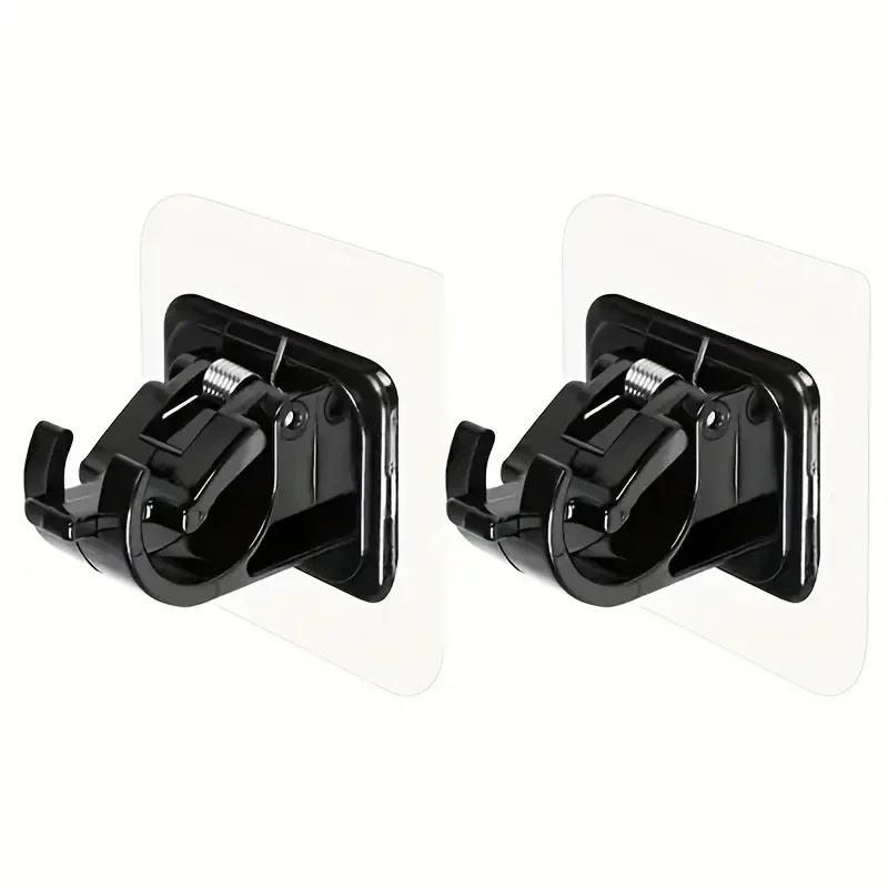 

12/2pcs No Drill Curtain Rod Brackets Self-Adhesive Curtain Rod Holder Hook Adjustable Wall Curtain Fixed Clip Hanging Rack 6x6cm