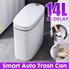 14L Elektronisk Automatisk Badrumsavfallsbehållare Hushållstoalett Vattentät Smal Spalt Sensorbehållare Ny Smart Sensor Soptunna