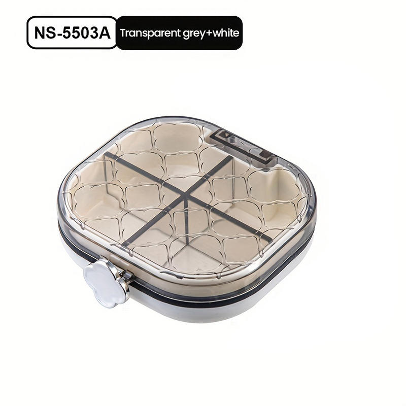 1Pc Compartment Sealed Storage Box Moisture-proof Jewelry Sealed Organizer Transparent Portable Compartment Sealed Pill Box