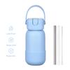 Borraccia Termica in Acciaio Inossidabile da 450/740ml con Manico, Cannuccia, Base in Silicone, Bicchieri da Bevuta Sottovuoto a Doppia Parete, Tazza Termica Sportiva