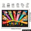 2D Positive Values Backdrop, Kids School Classroom Character Education Photo Booth Banner