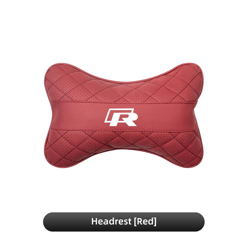 T26Car Seat Headrest Plaid Leather Neck Pillow For Volkswagen Golf Amarok T5 Phaeton Passat b6 Memory Foam Head Support Accessories