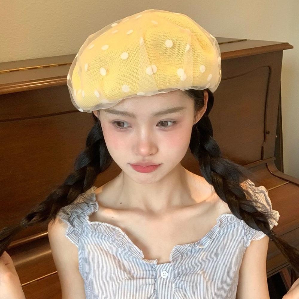 New Knit Painter Caps Korean Beanie Cap Fashion Polka Dot Berets  Female