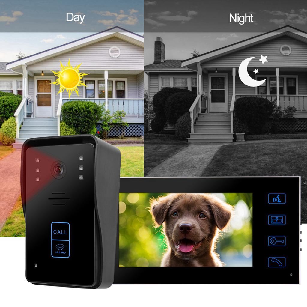 7in TFT Wired Video Door Phone Doorbell Intercom System Touch Key IR Night Vision