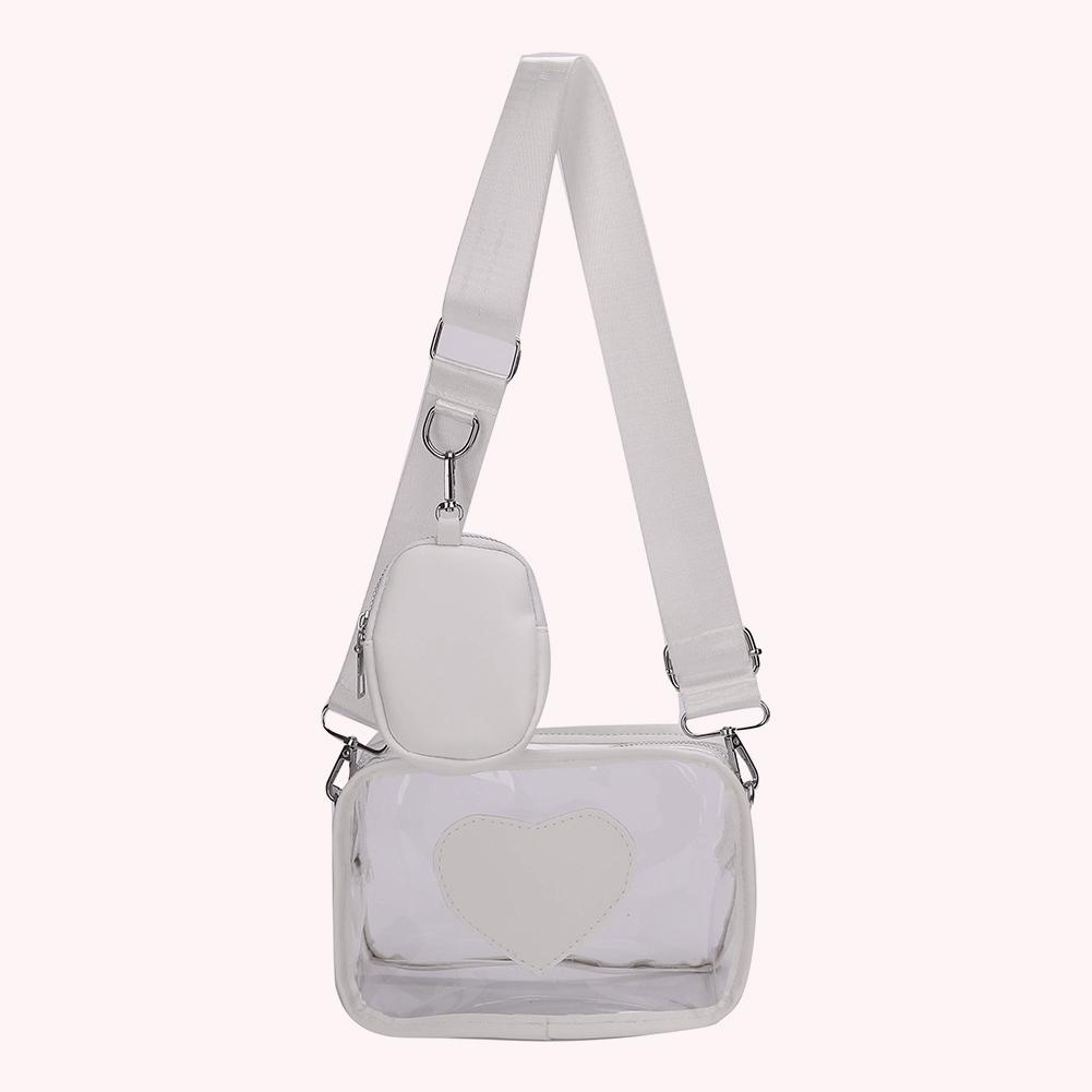 Průhledná PVC taška Crossbody Fashion Love Malá průhledná taška na telefon Přenosný voděodolný nastavitelný popruh Jednoduché pro dospělé teenagery