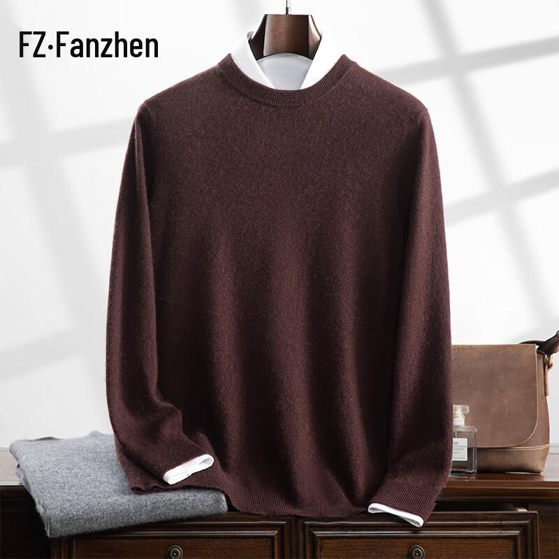 Fanzhen Men's Cashmere Blend Round Neck Sweater