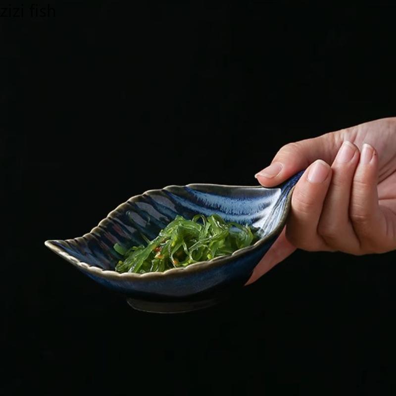 Ceramic Leaf Bowl Dessert Plate Snack Bowl Fruit Plate Dipping Dish Tasting Plate Seasoning Dish Pickled Vegetables Plates Tray