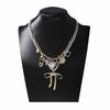 Fashion niche creative design sense double-layered alloy bow pendant necklace versatile temperament model