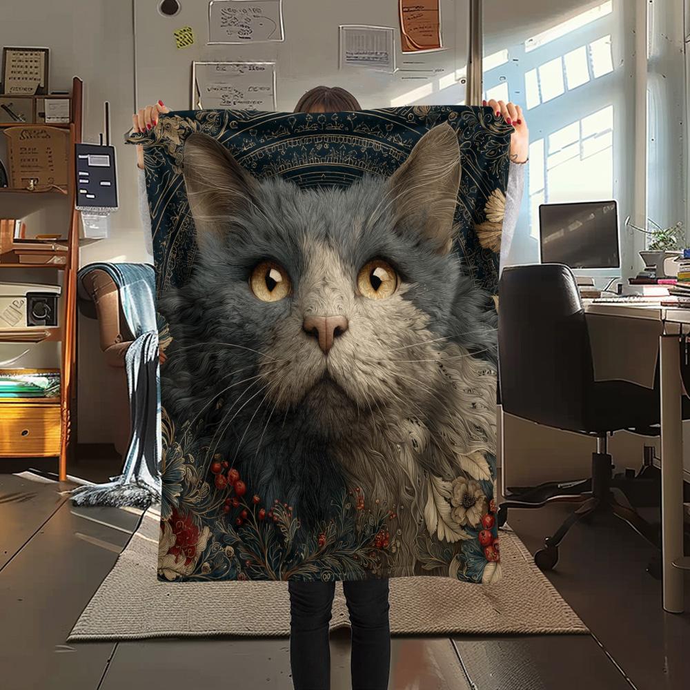 Plush Cats  Print Flannel Blanket, High quality Comfortable for All Seasons, Home Decor, Warmth and Comfort