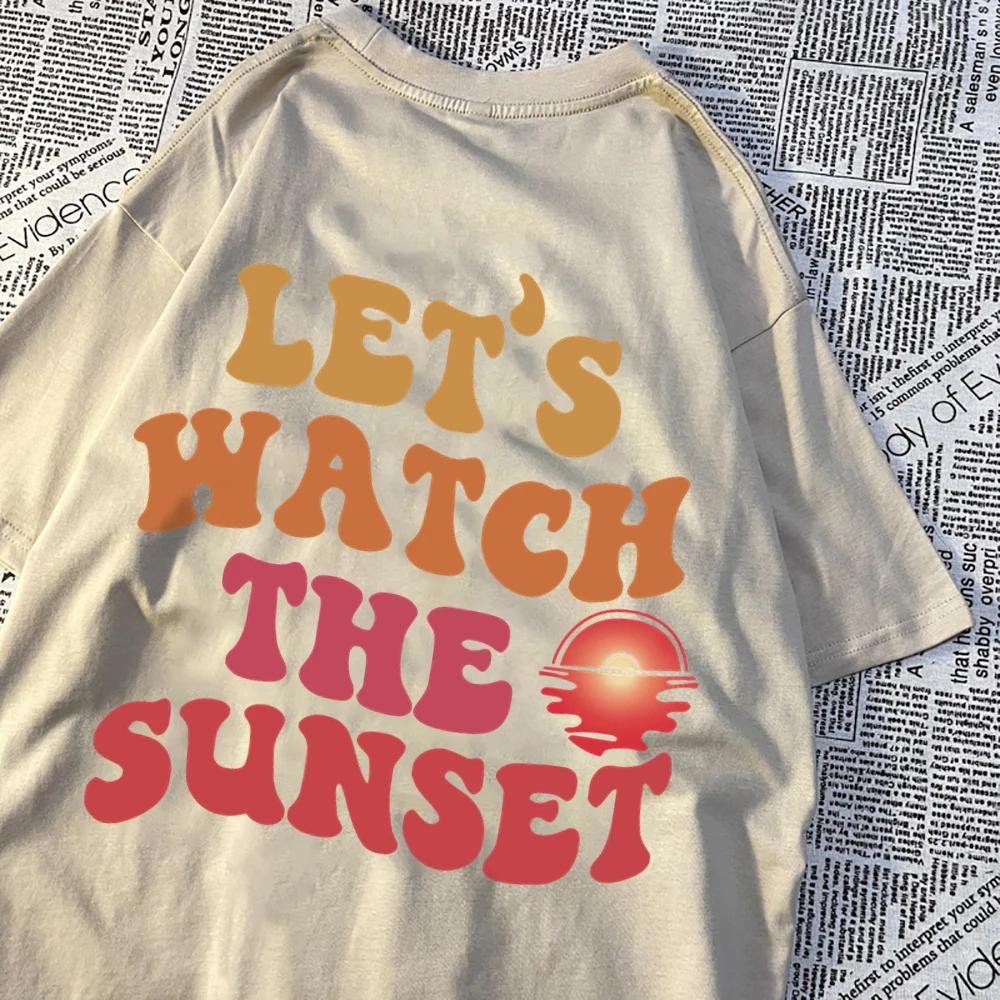 Let'S Watch The Sunset Printing Clothes Men Women Harajuku Summer Tshirt Cartoon Cotton T-Shirt Fashion Breathable Couple Tops