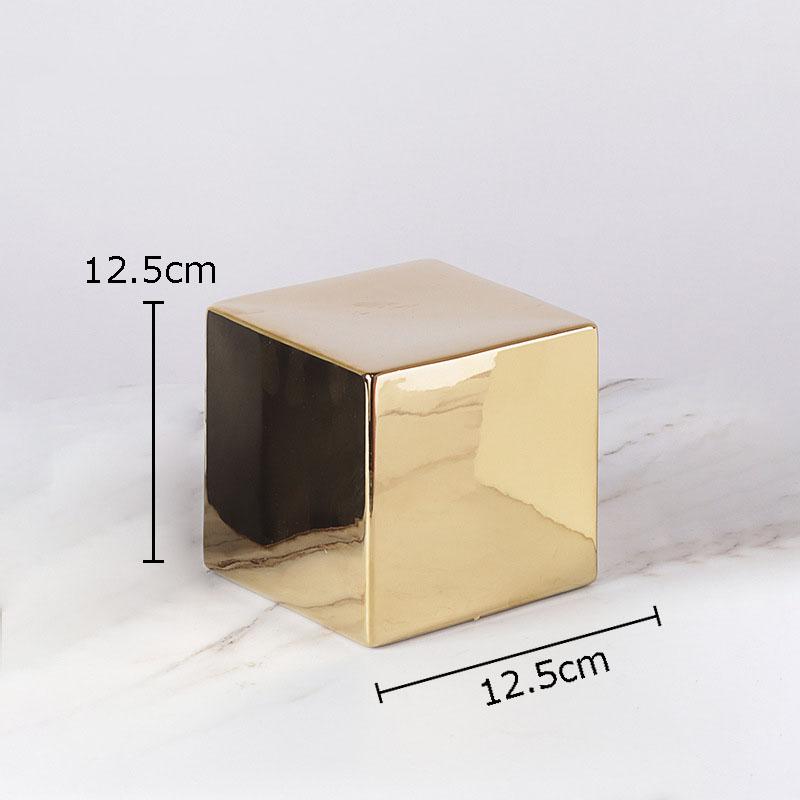 Minimalism Geometry Cube Round Statue Artwork Ornaments Desk Decoration Cube Sculpture Ceramic Crafts Room Aesthetic Decor