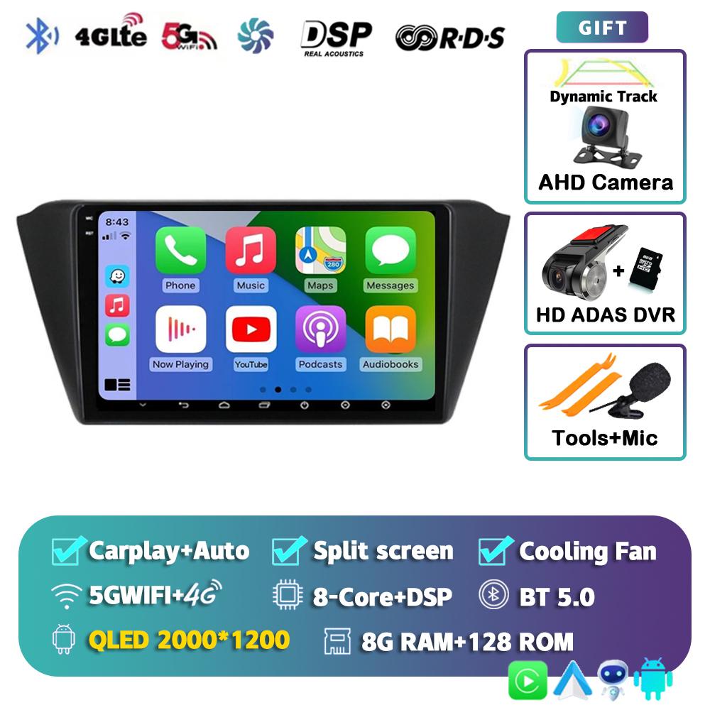 Android 14 Carplay Auto WIFI+4G Car Radio For Skoda Fabia 3 III 2014 2015 2016-2020 Multimedia GPS Player Stereo 2din Head Unit