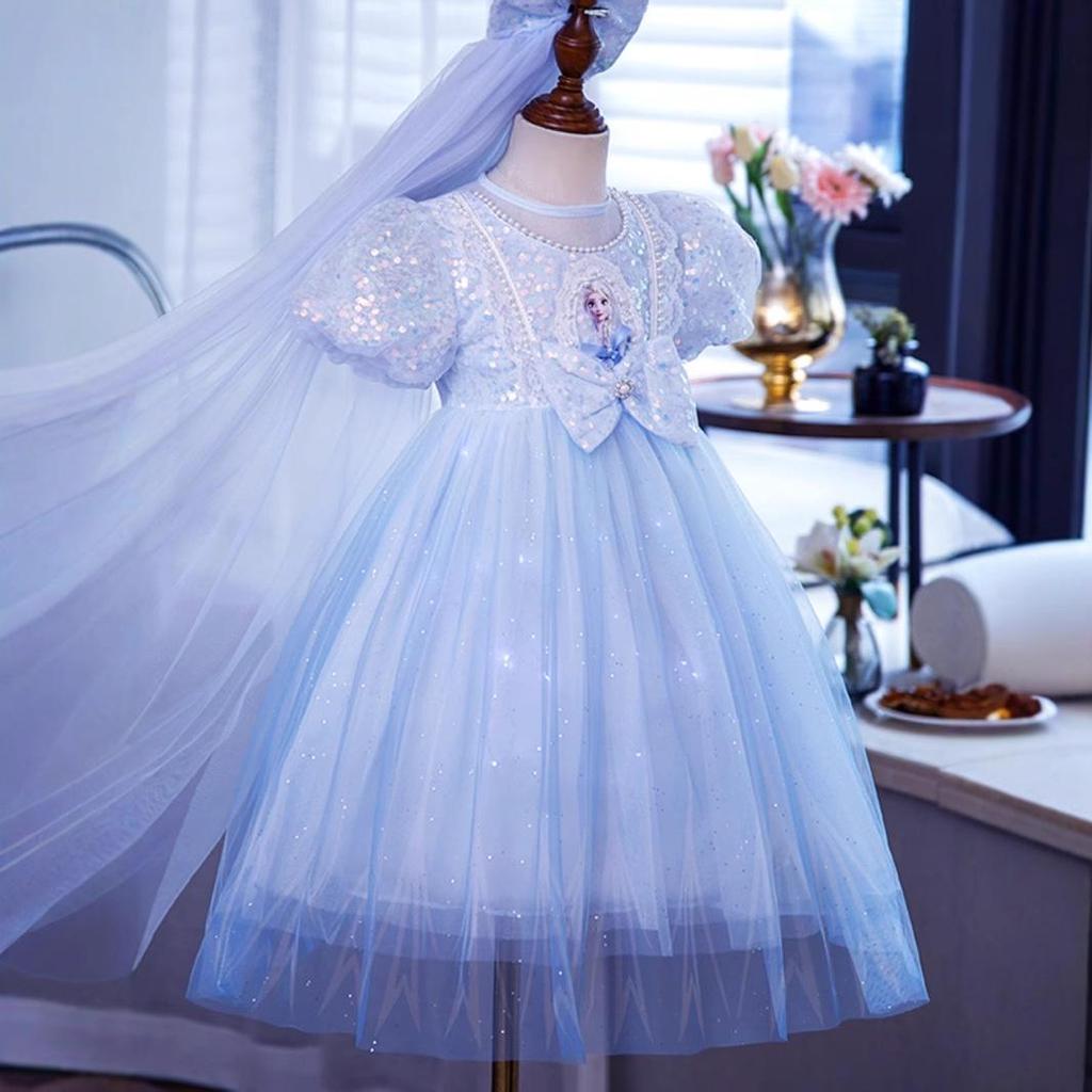 2024 Summer Light-Up Princess Elsa Frozen Dress for Girls