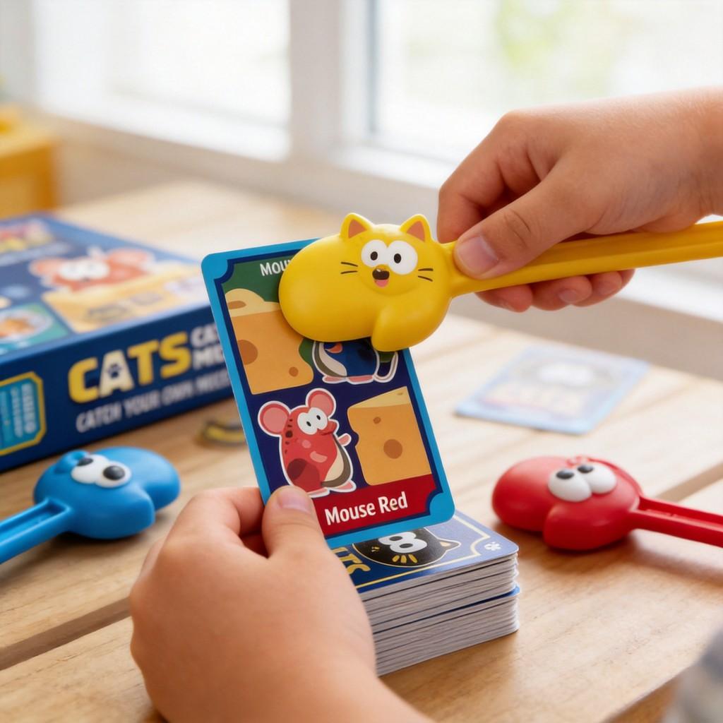 Cat Catch Mouse Board Game With Plastic Cards For Parent Child Interactive Play In Family Gatherings