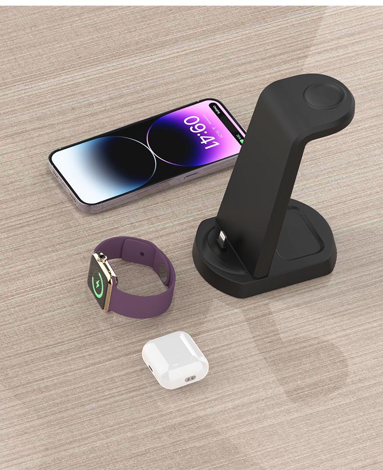 3-in-1 Wireless Charger Stand for iPhone, Apple Watch, and Earbuds