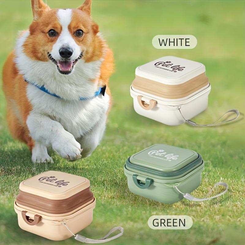 2-in-1 Collapsible Double Pet Bowls - Leak Proof, Portable,Pet Food and Water Feeder - Travel Dog Bowls with Lid for Outdoor Travel and Walking