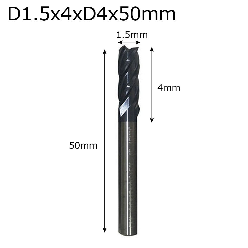 

Высококачественная твердосплавная фреза длиной 50 мм, 4 зуба, концевая фреза, режущий инструмент для станка D1.5x4xD4x50mm