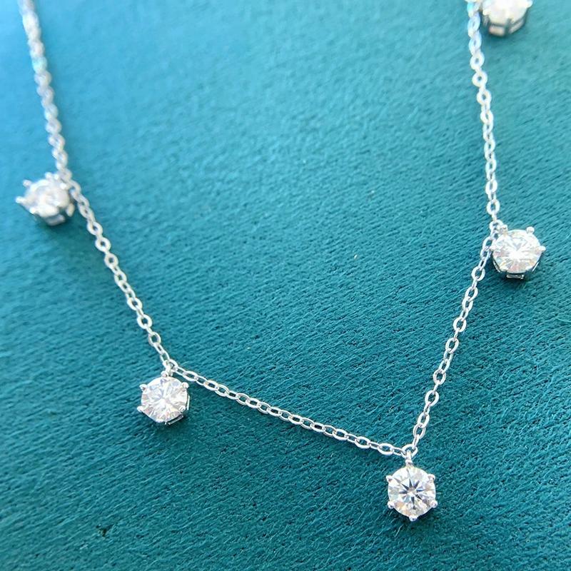 S925 Sterling Sliver 2.5-5CT VVS1 D Color Real Moissanite Chain Necklaces for Women Wedding Fine Jewelry Drop Shipping