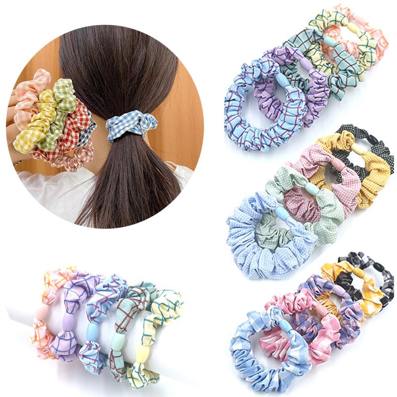 

Очаровательные эластичные ленты для волос в клетку с резинкой, держатель для хвоста, головные уборы, модные аксессуары для женщин и девочек, резинка для волос, корейская веревка для волос