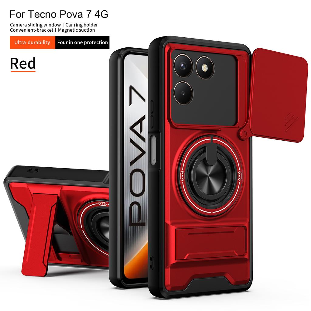For Tecno Pova 5 Case Tecno Pova 5 Pro Cover Pova 6 Pova 7 Magsafe Magnetic Fold Holder Military Armor Camera Protection Cover