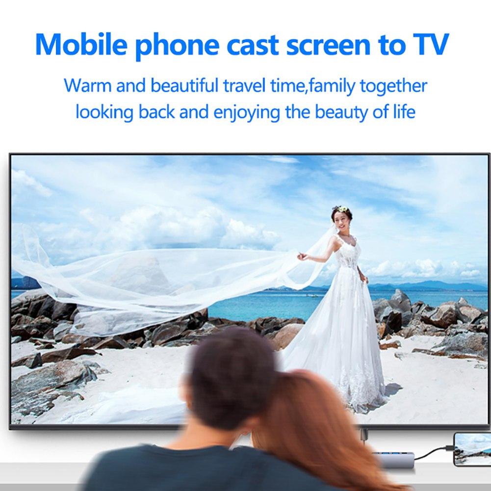 6 in 1 USB C HUB Docking-Konverter USB 3.0 4K HDMI-kompatibel Typ-C 55W PD Ladeadapter RJ45 Multi-USB-Station