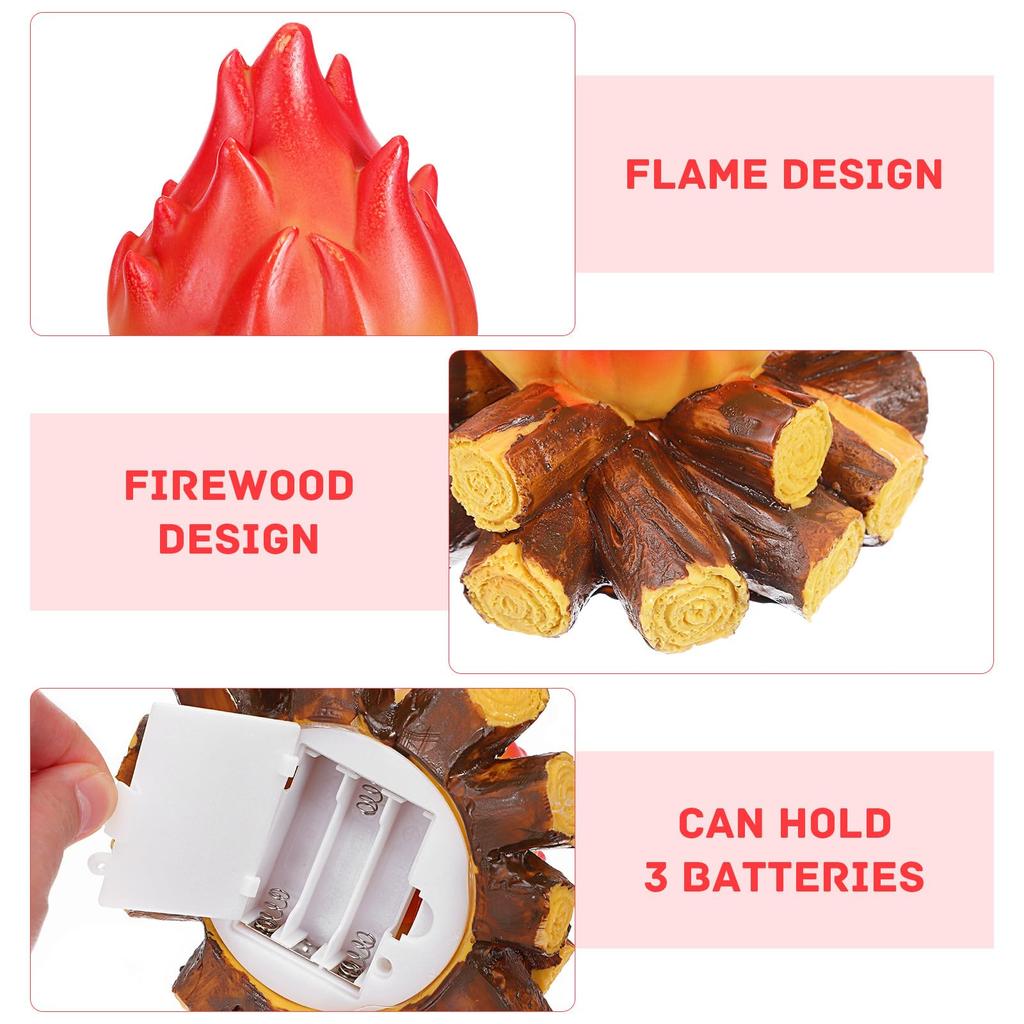 Lampa LED z efektem płomienia węgla drzewnego z imitacji drewna Dekoracyjne światło kominkowe Nastrojowe oświetlenie otoczenia do pokoju/dekoracji domu