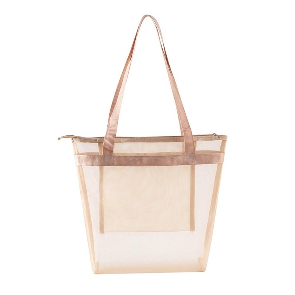 

Lightweight Mesh Beach Bag Quick Dry Mesh Tote Bag for Travel Camping Pool Laundry Grocery бежевий